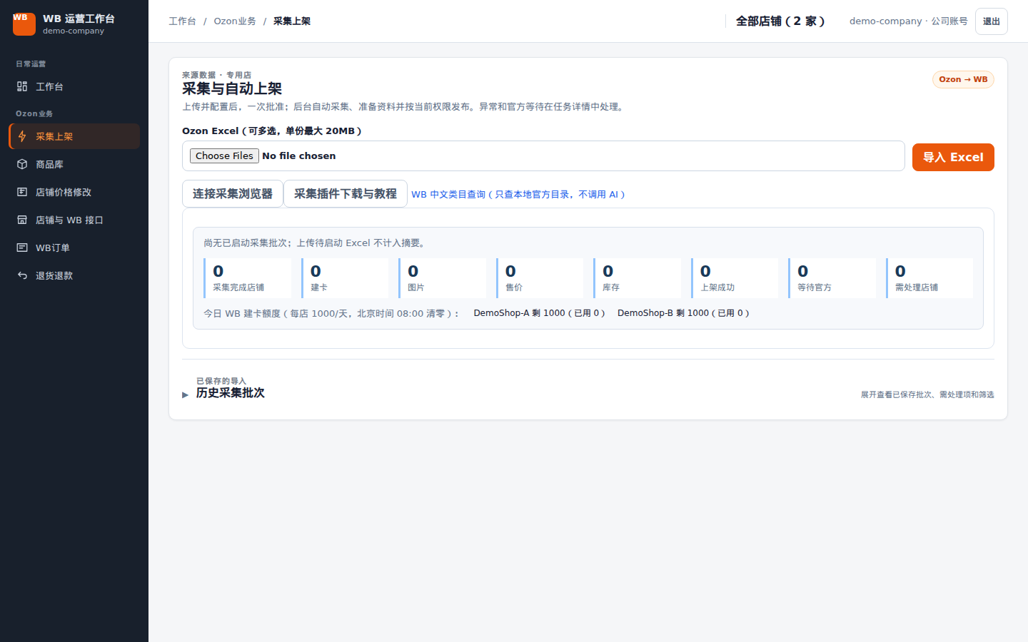 采集上架页